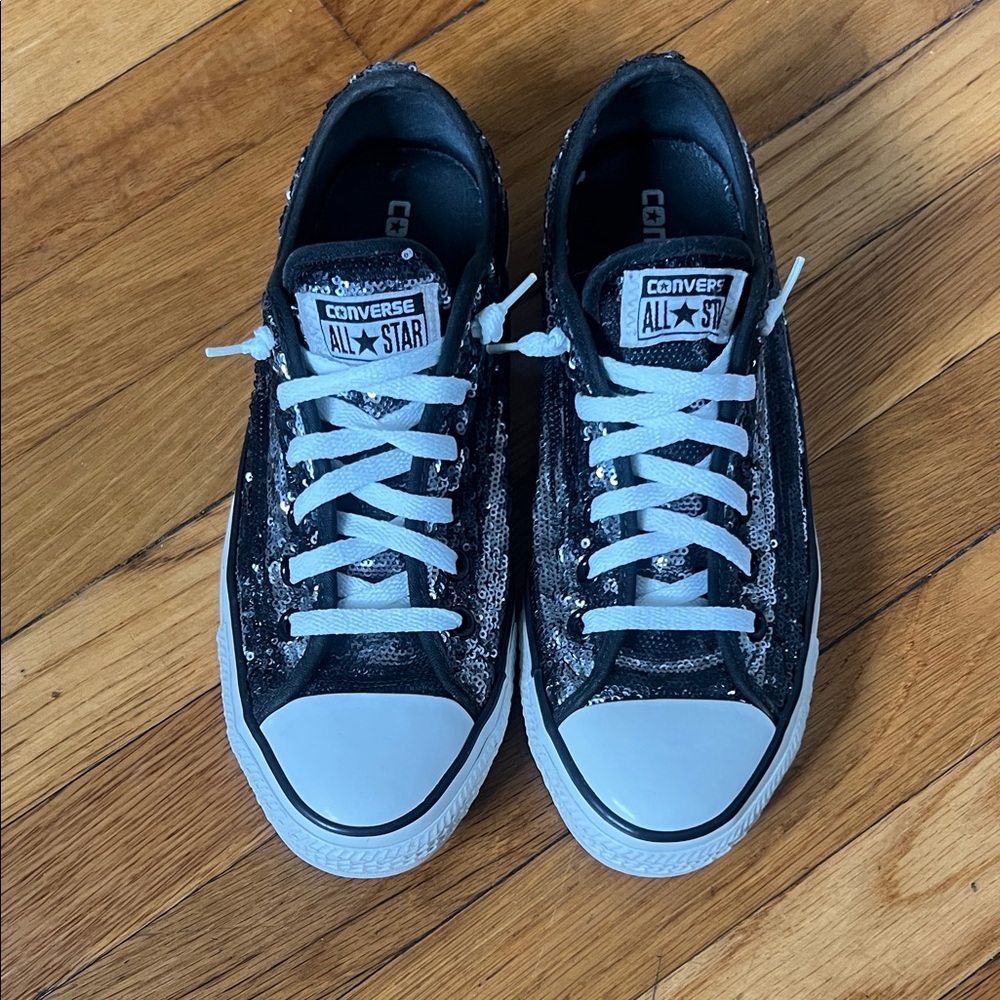 Converse Black and White Sequin Sneakers